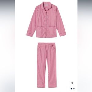LAKE Pajamas “Poplin Piped Pants Set in Scarlet”
